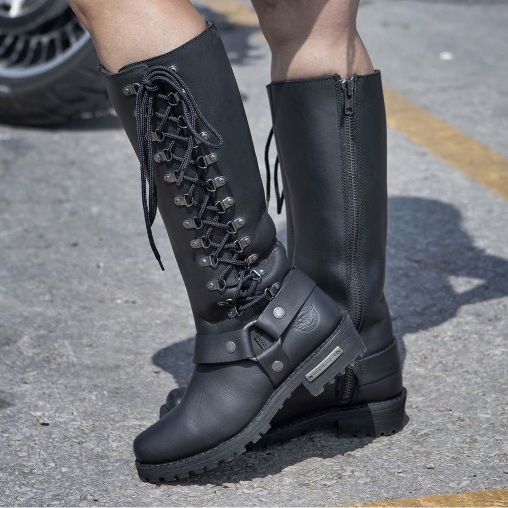 Milwaukee Leather Women’s Class Leather 14” Harness Square Toe Motorcycle Boots
